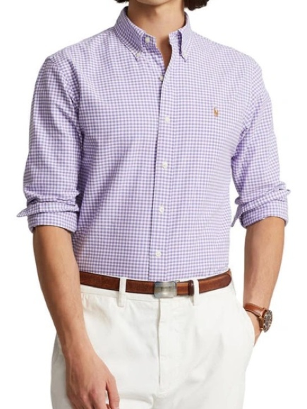Ralph Lauren Lavender Gingham Button-Down Dress Shirt